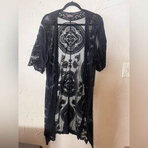 Shyanne Black Lace Open Cardigan kimono - boho western whimsygoth